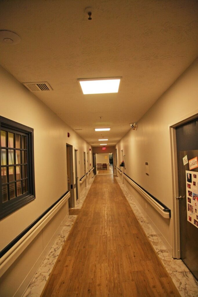 Quiet corridor in a Florida assisted living facility
